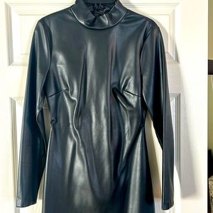 Bardot Faux leather mock neck midi dress